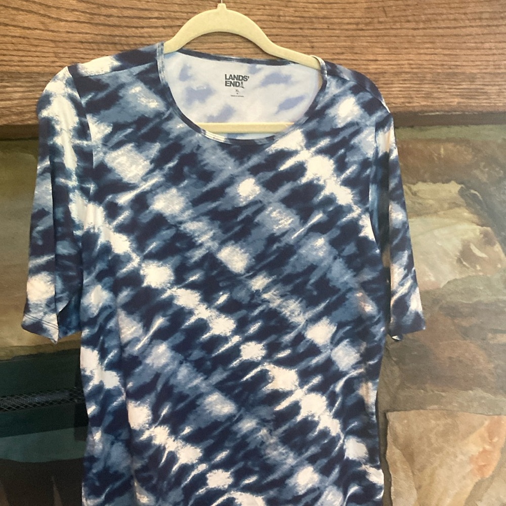 BEAUTIFUL Lands' End Blue Tie-Dye Women's Top